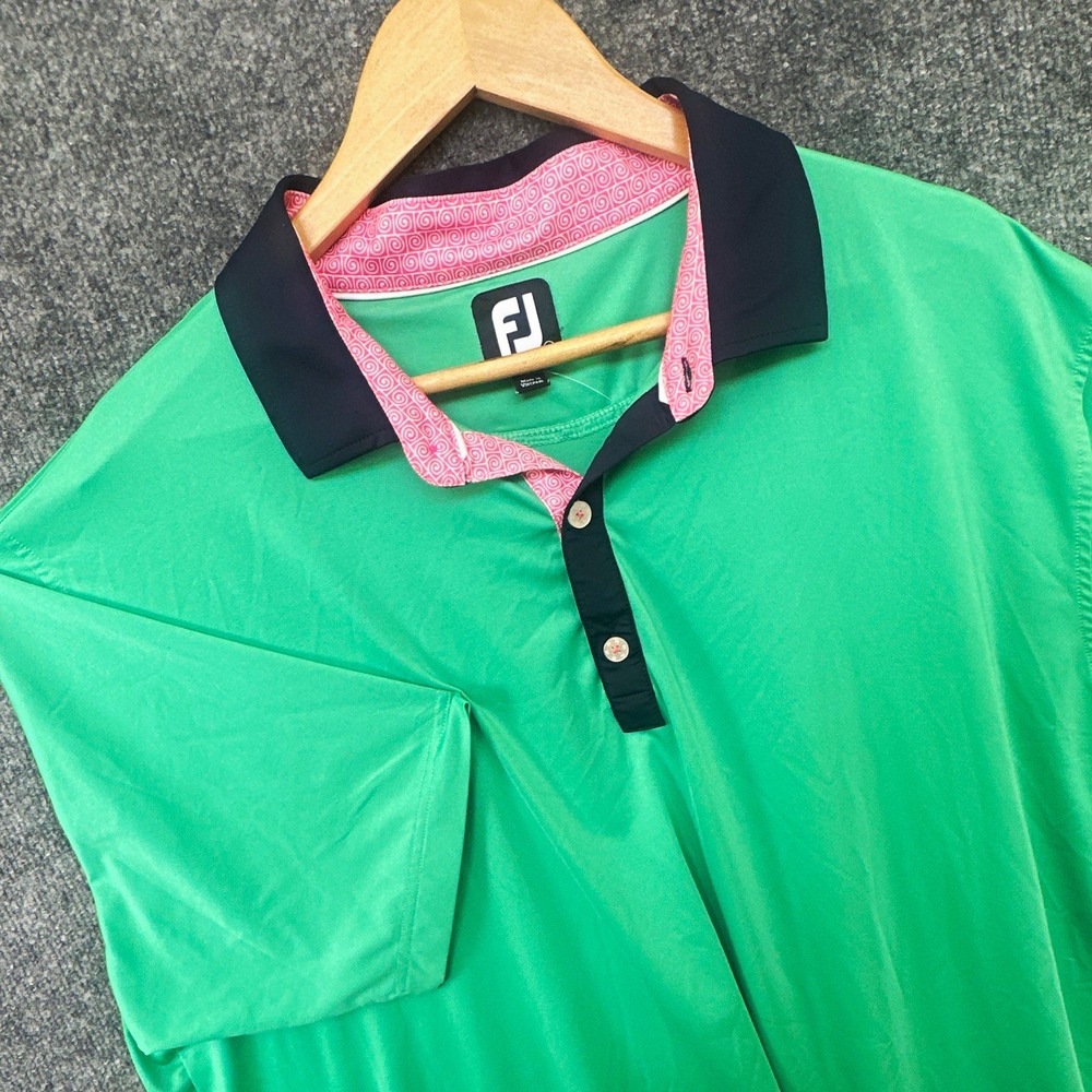 FootJoy Men's Moisture Wicking Golf Polo Green/Blue Logo Collared 2XL